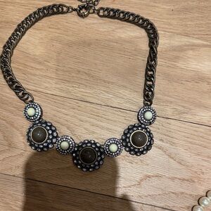 Elegant Black and Bronze Statement Necklace